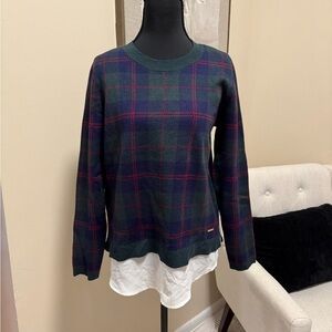 Plaid Sweater with Layered Look